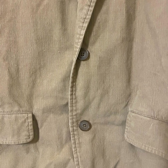 Men’s J.CREW light beige corduroy blazer/jacket w/ orange & blue striped liner. - Picture 4 of 4
